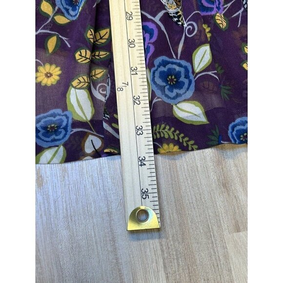 Kensie Tunic Dress Sheer Womens Fall Dress Halloween Dress Owls Plum Floral Sz L - Picture 10 of 13